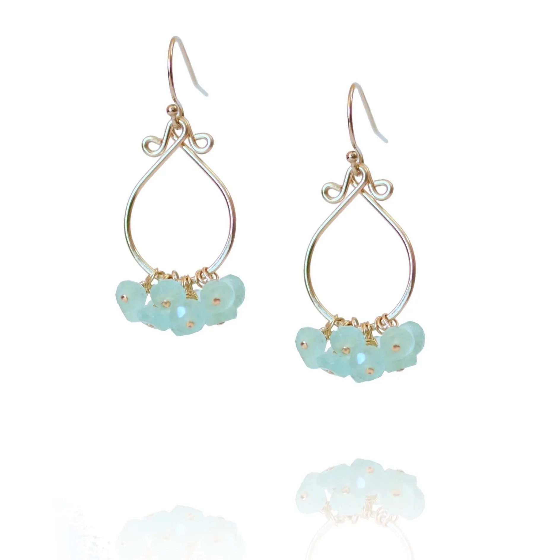 Karina - Aqua Chalcedony, Gold Filled Earrings