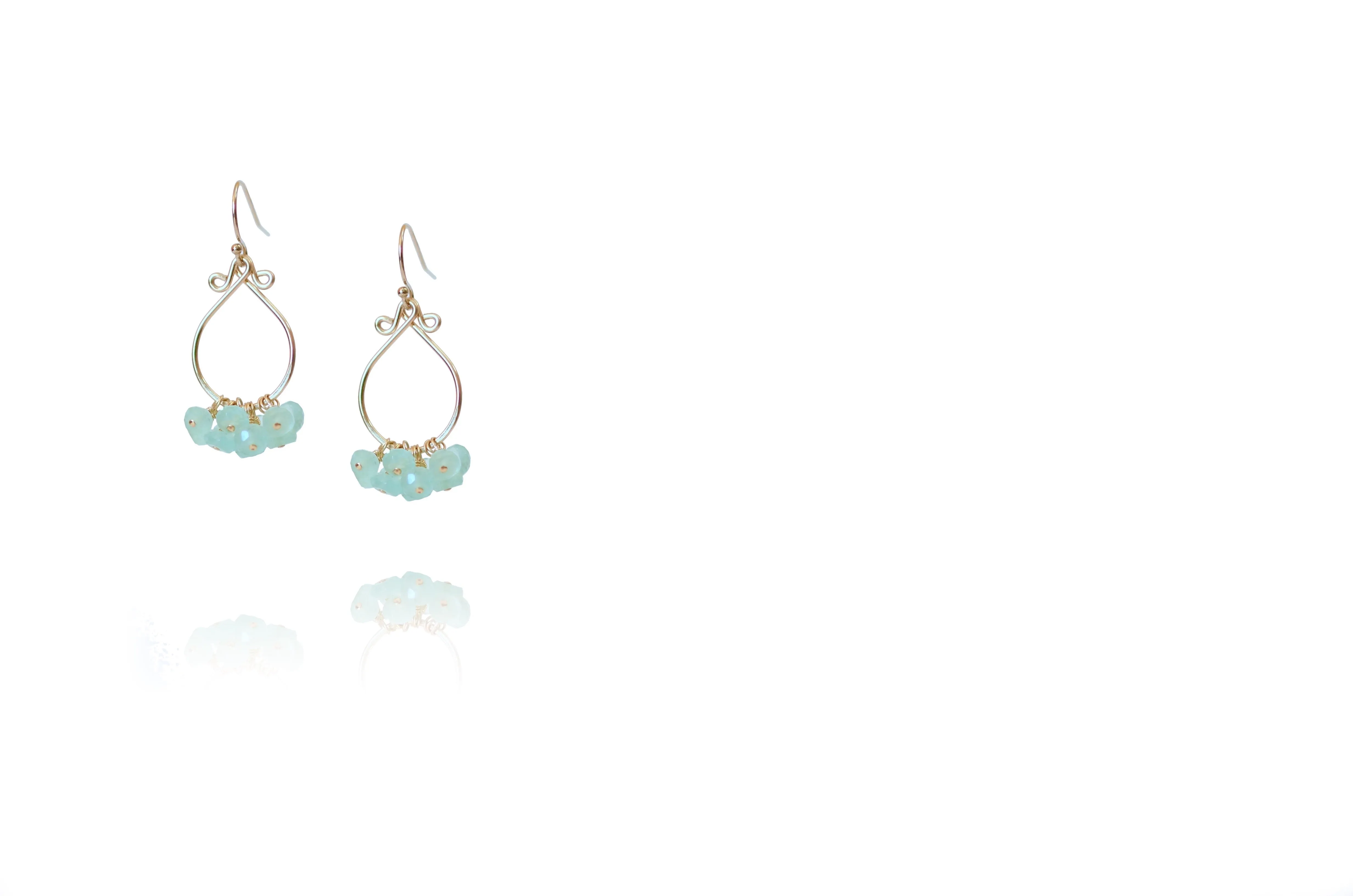 Karina - Aqua Chalcedony, Gold Filled Earrings