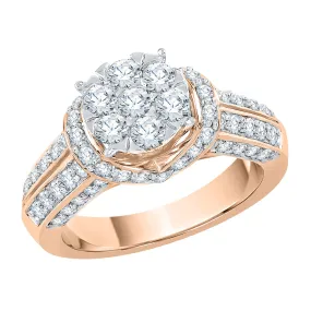 KATARINA Diamond Centre Cluster with Multi-row Side Stone Engagement Ring (1 1/2 cttw)