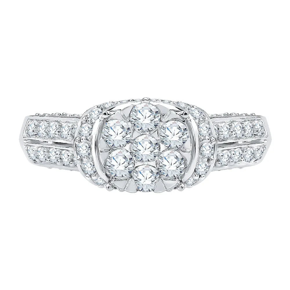 KATARINA Diamond Centre Cluster with Multi-row Side Stone Engagement Ring (1 1/2 cttw)