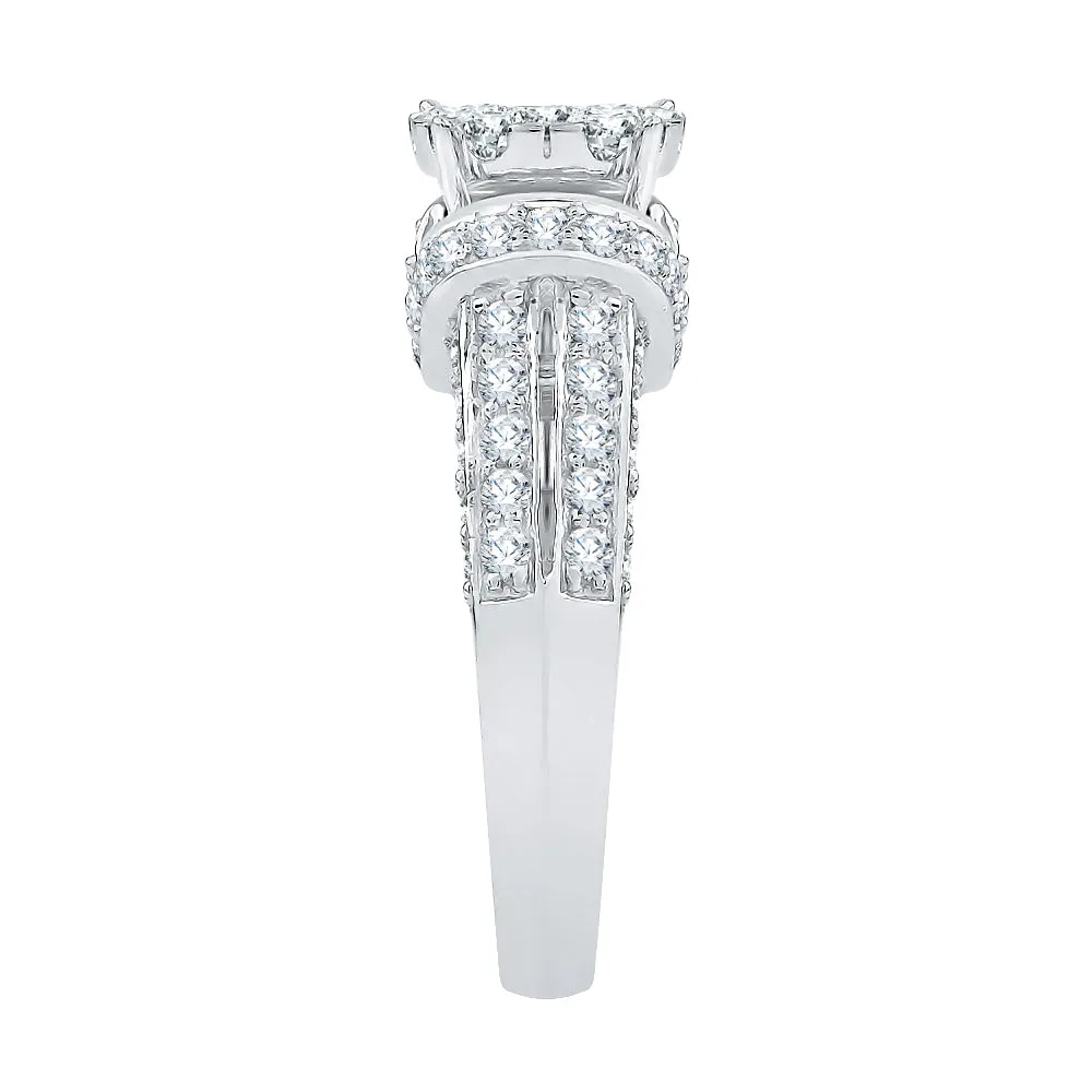 KATARINA Diamond Centre Cluster with Multi-row Side Stone Engagement Ring (1 1/2 cttw)