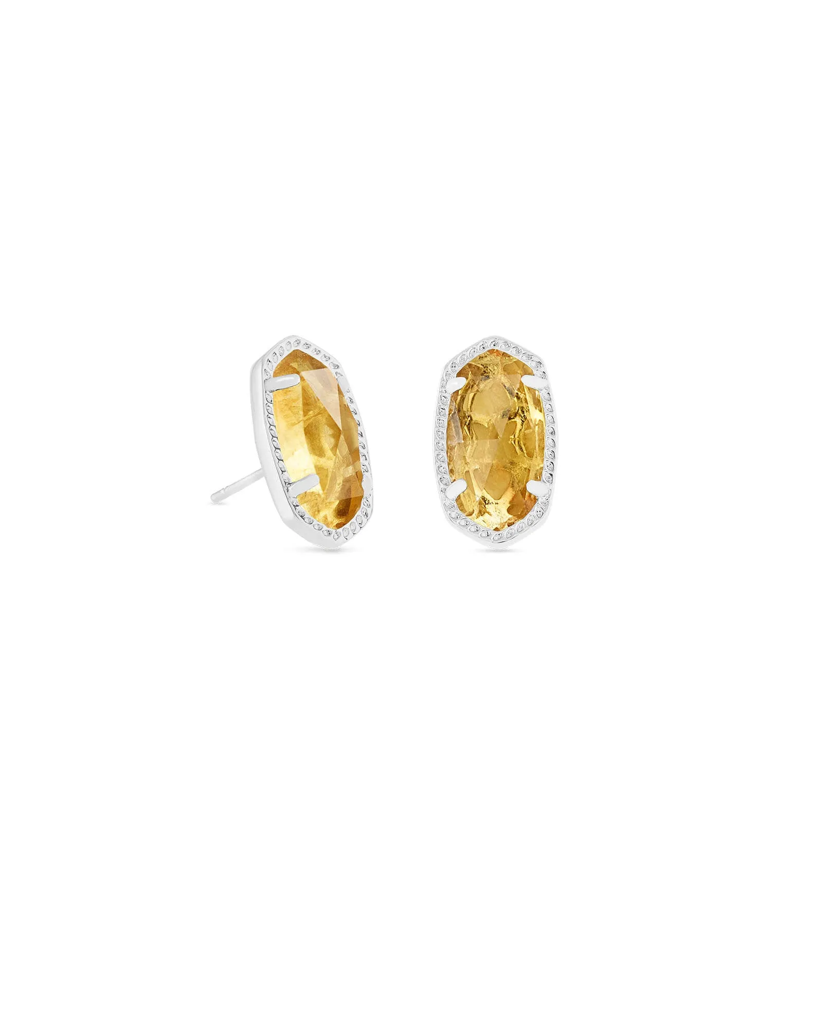 Kendra Scott  Ellie Stud Earrings Rhodium Orange Citrine Quartz