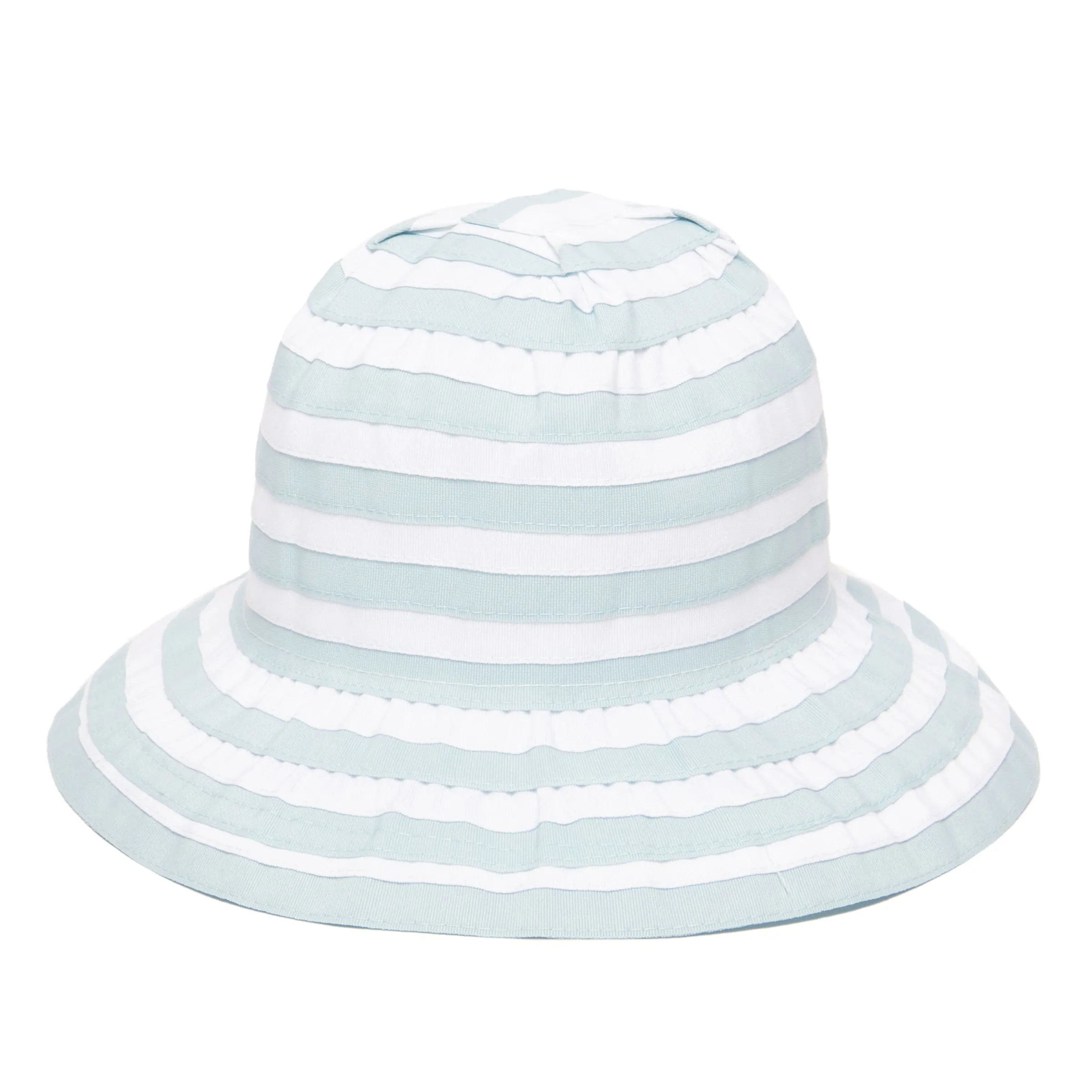 Kids Striped Ribbon Bucket Hat With Chin Strap