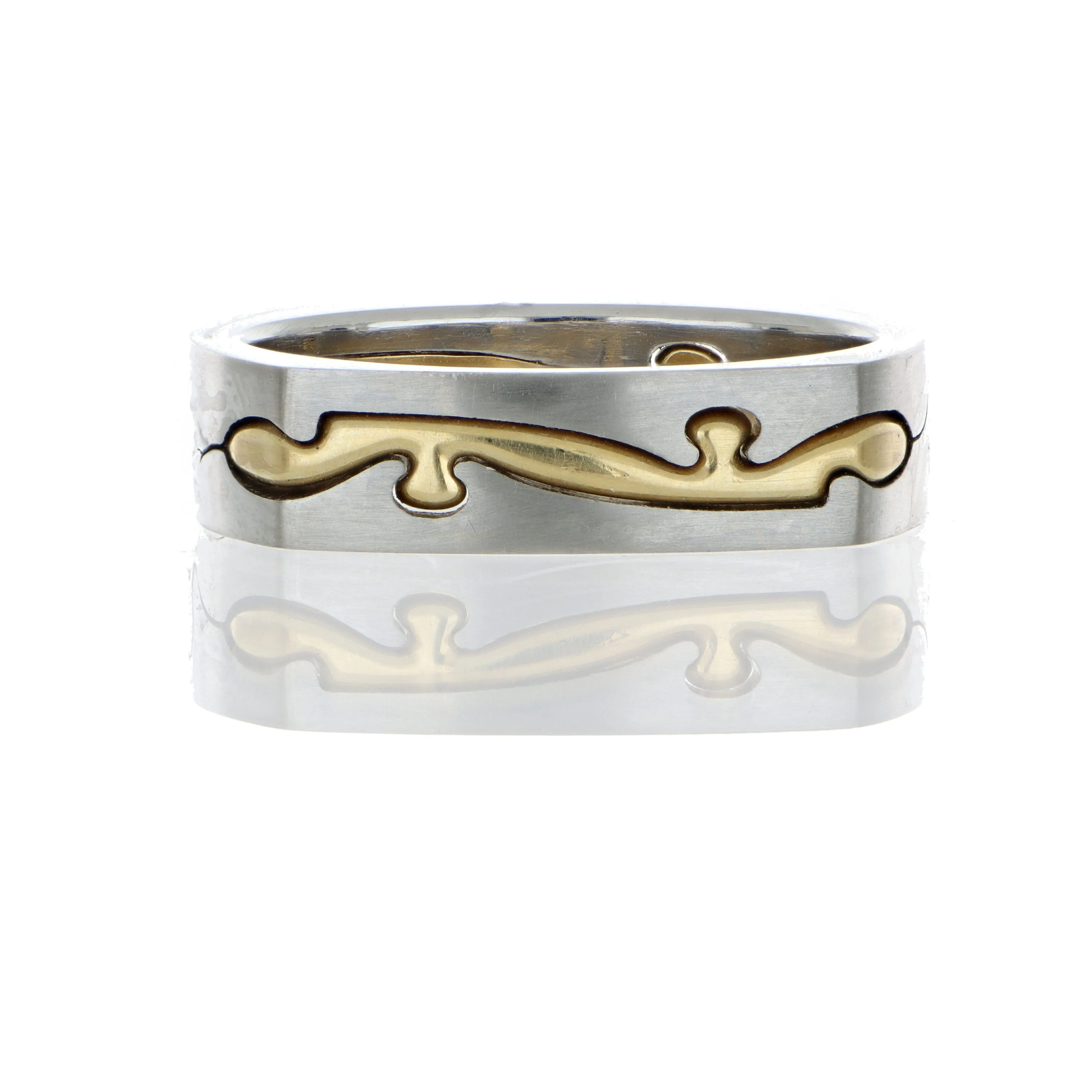 Koll Hard Platinum and 18k Yellow Gold Men's Puzzle Wedding Band