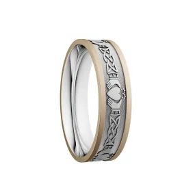 Ladies Silver and 10K Claddagh Wedding Band