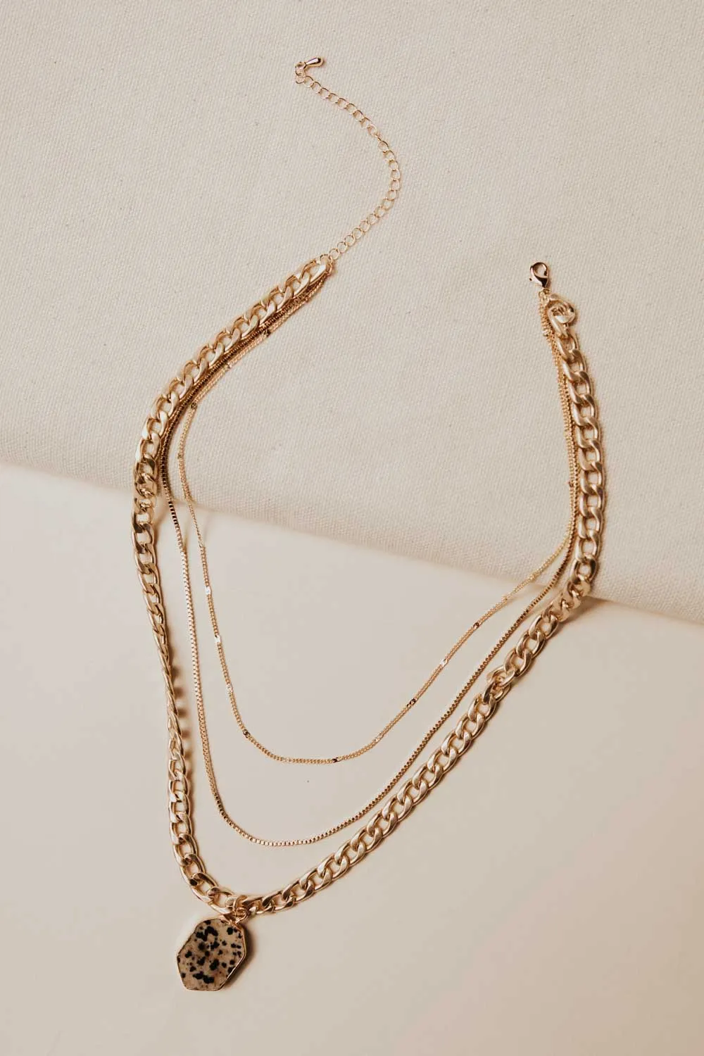 Layered Chain Pendant Necklace