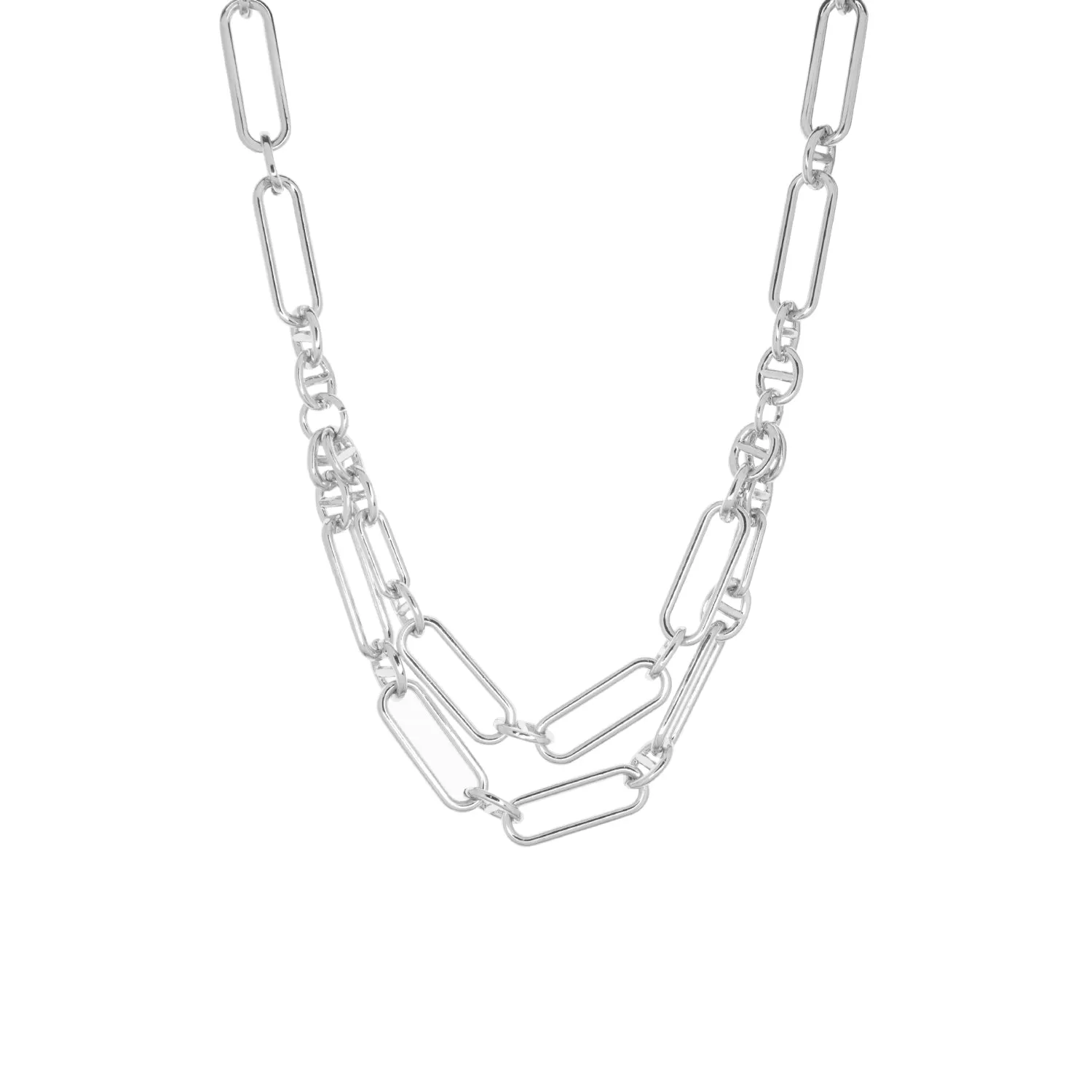 layered paperclip chain necklace