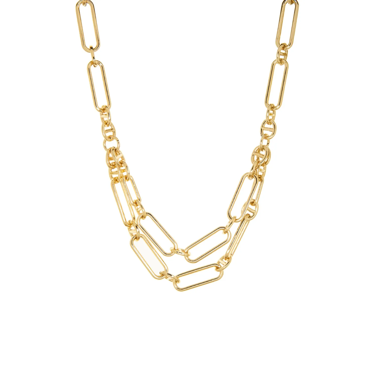 layered paperclip chain necklace