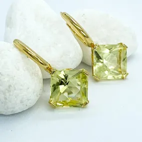 Lemon Quartz Square Asscher Cut Gemstone Earrings | Stargaze Collection