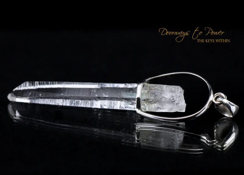 Lemurian Seed Laser Quartz Crystal Pendant & Green Tourmaline