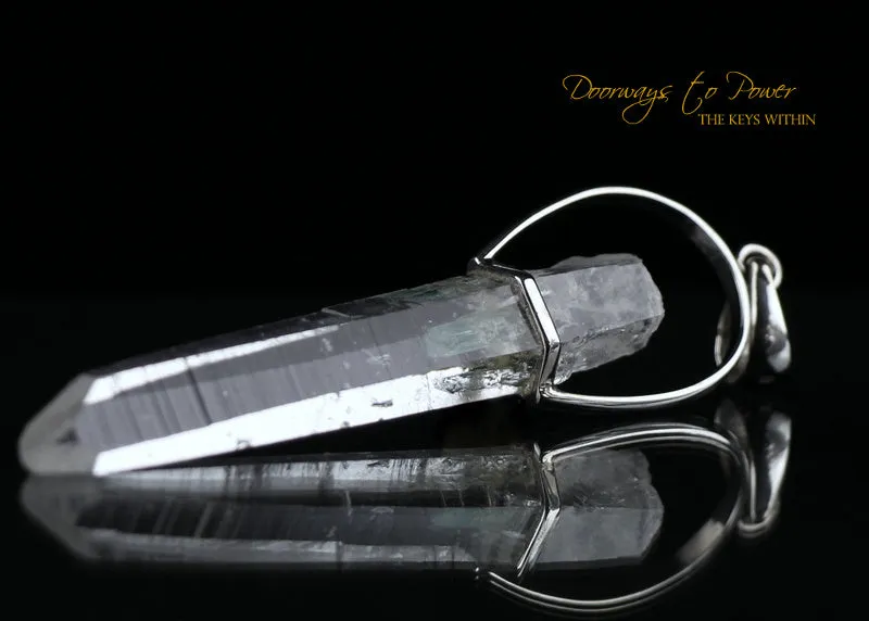 Lemurian Seed Laser Quartz Crystal Pendant & Green Tourmaline