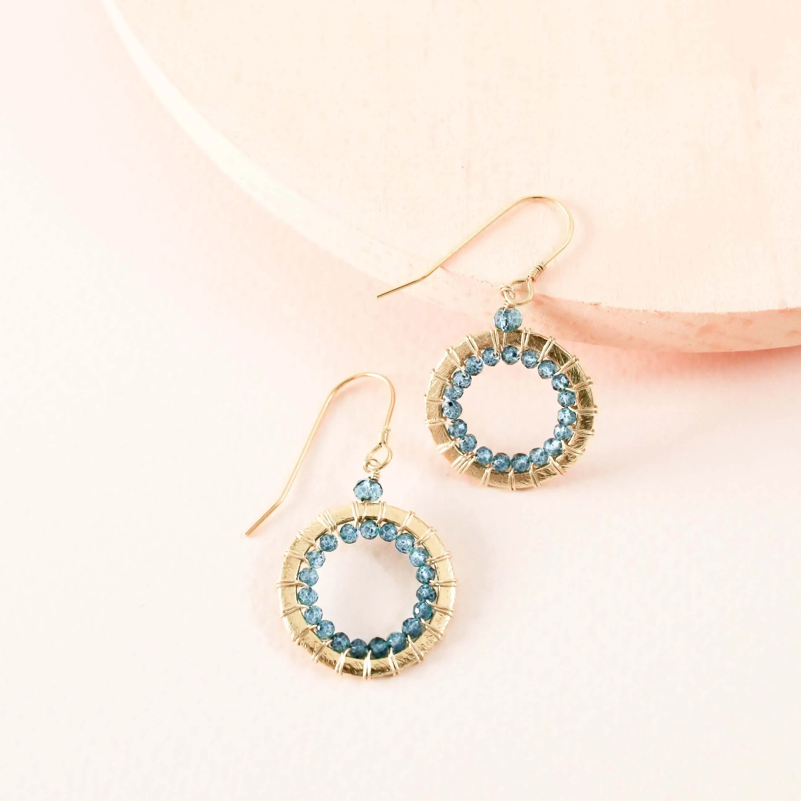 London Blue Quartz Mini Halo Earrings