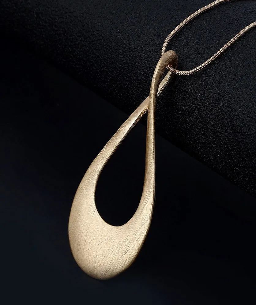 Long Sweater Necklace for Women Pendant Necklace Teardrop Shape