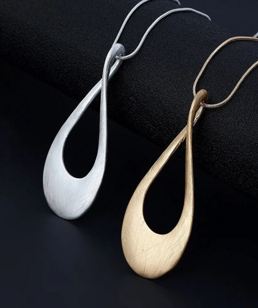 Long Sweater Necklace for Women Pendant Necklace Teardrop Shape