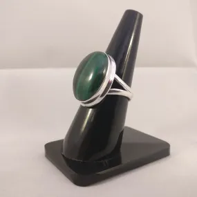 Malachite Gemstone Plain Setting Ring | Size Q | (925) Sterling Silver