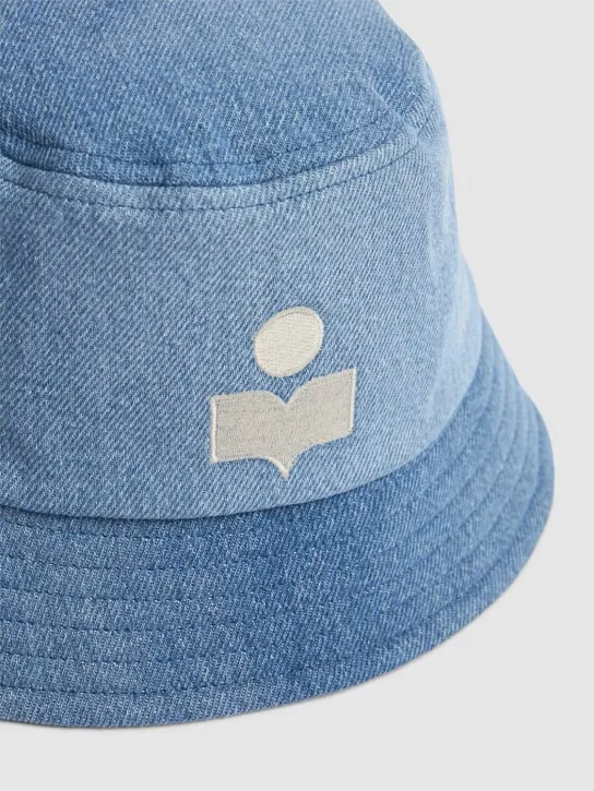 Marant   Embroidered logo cotton denim bucket hat 