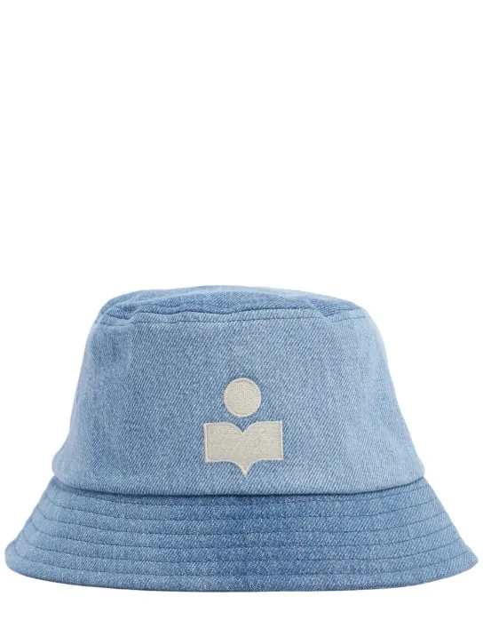 Marant   Embroidered logo cotton denim bucket hat 