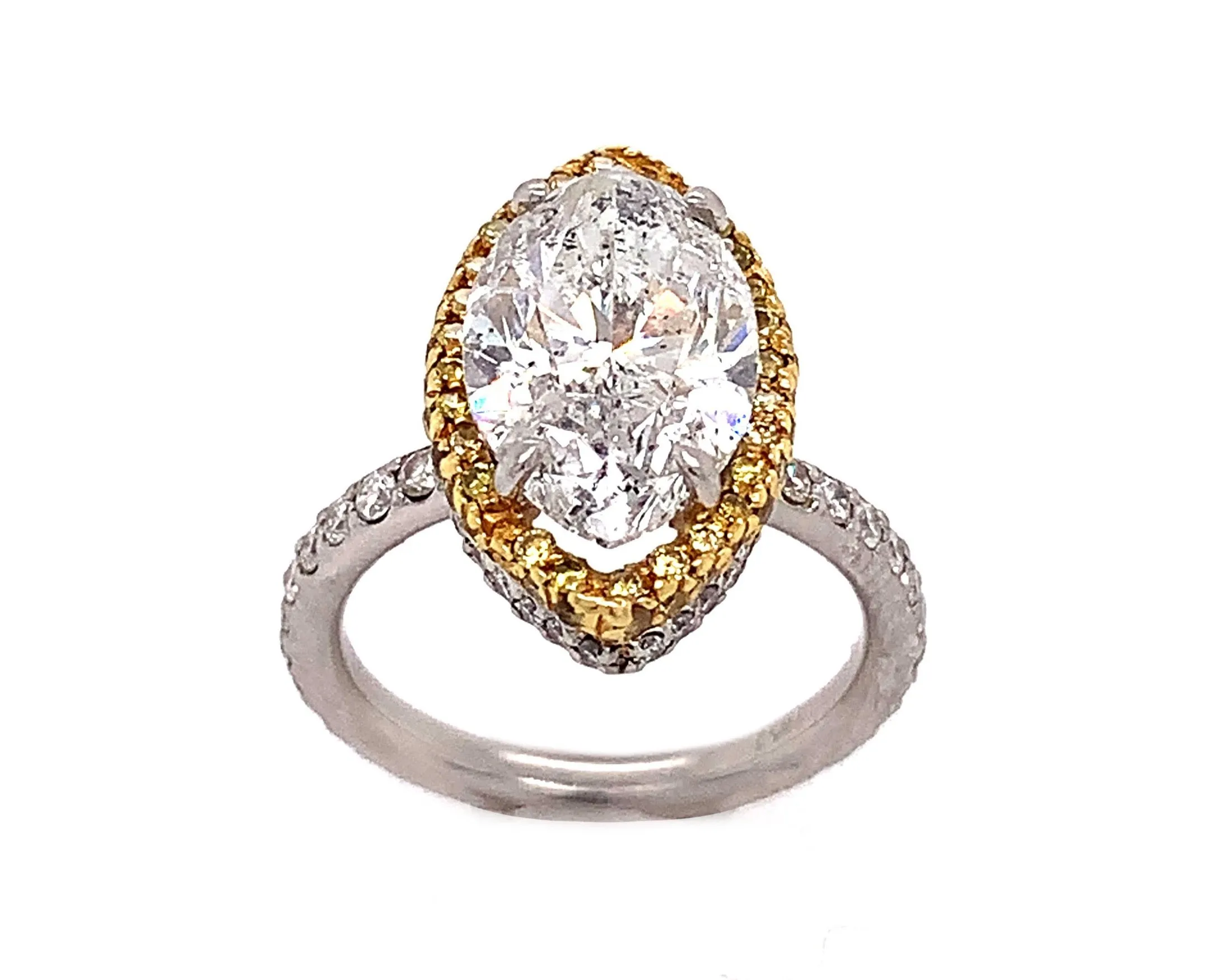 Marquise and Yellow Diamond Engagement Ring