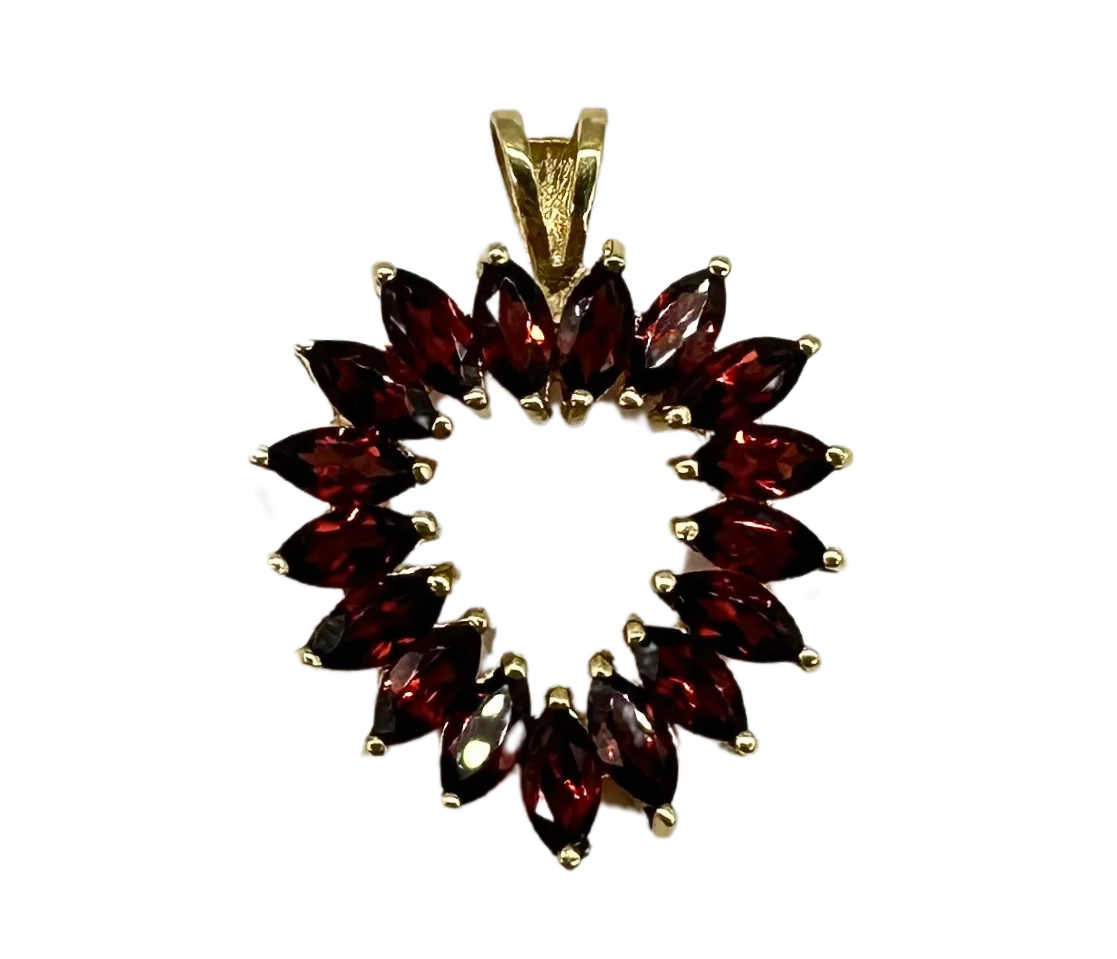 Marquise Garnet Heart-Shaped Pendant