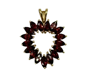 Marquise Garnet Heart-Shaped Pendant