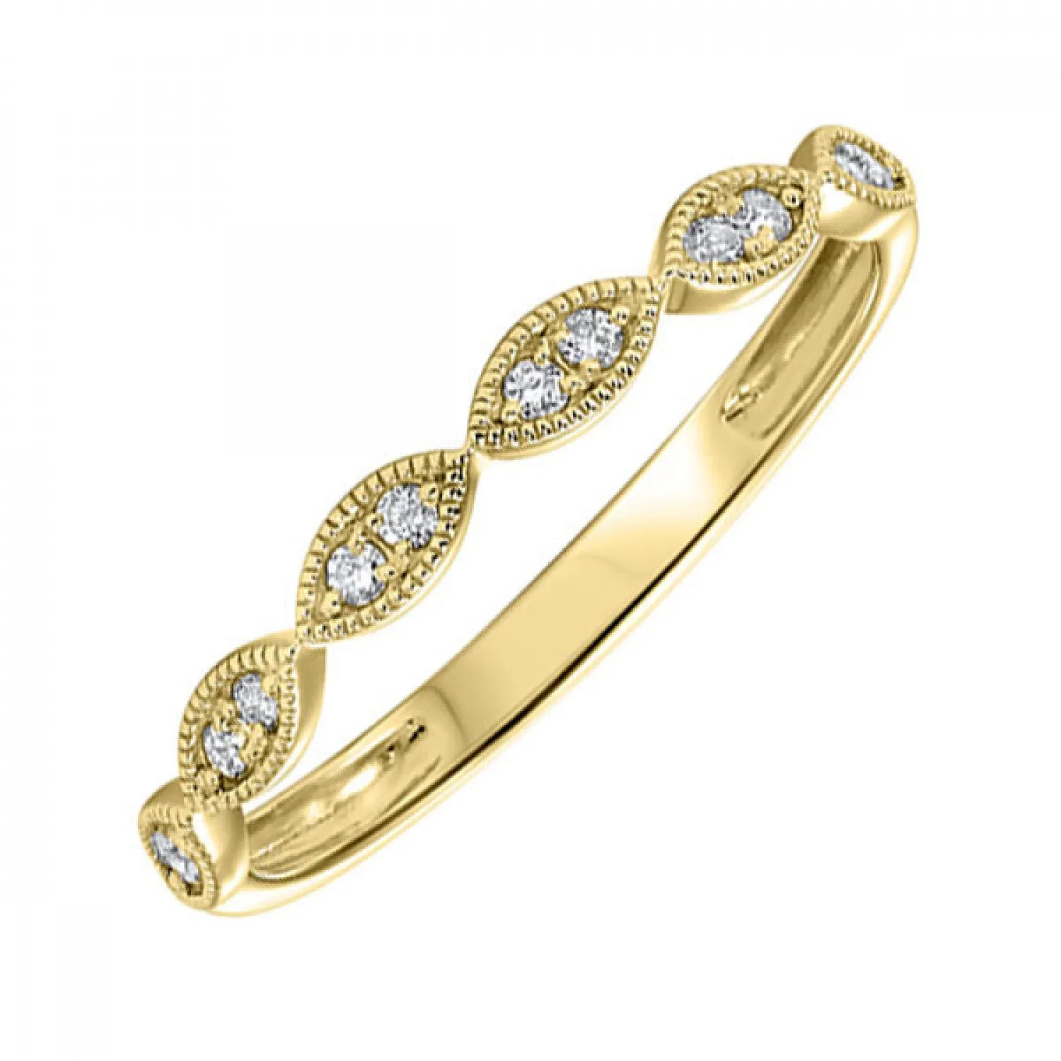 Marquise Shaped Diamond Band- Available in Rose, Yellow and White Gold