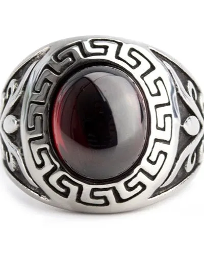 MEANDER CRYSTAL STEEL RING