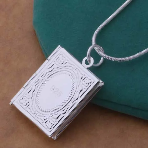 Memories  Silver Book Locket Necklace for Women Perfect for photos or keepsakes