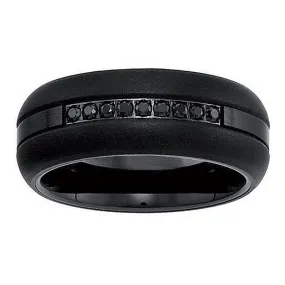 Men's 8mm Black Diamond Tungsten Wedding Band