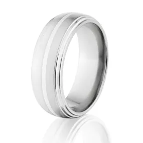 Men's Two-Tone Wedding Bands: Cobalt & Silver Ring