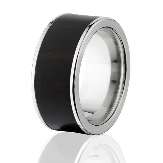 Men's Wide Wood Rings, African BlackWood Wedding Band