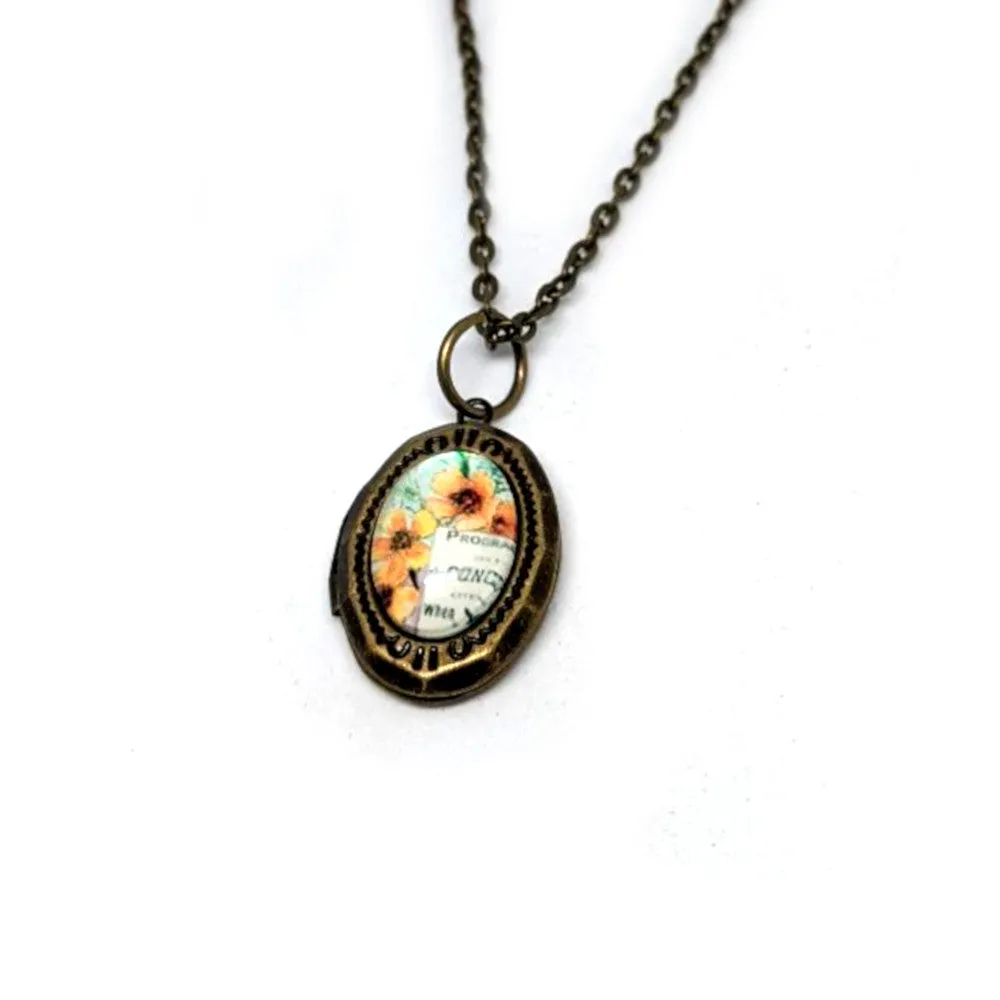 Mini Oval Flower Locket