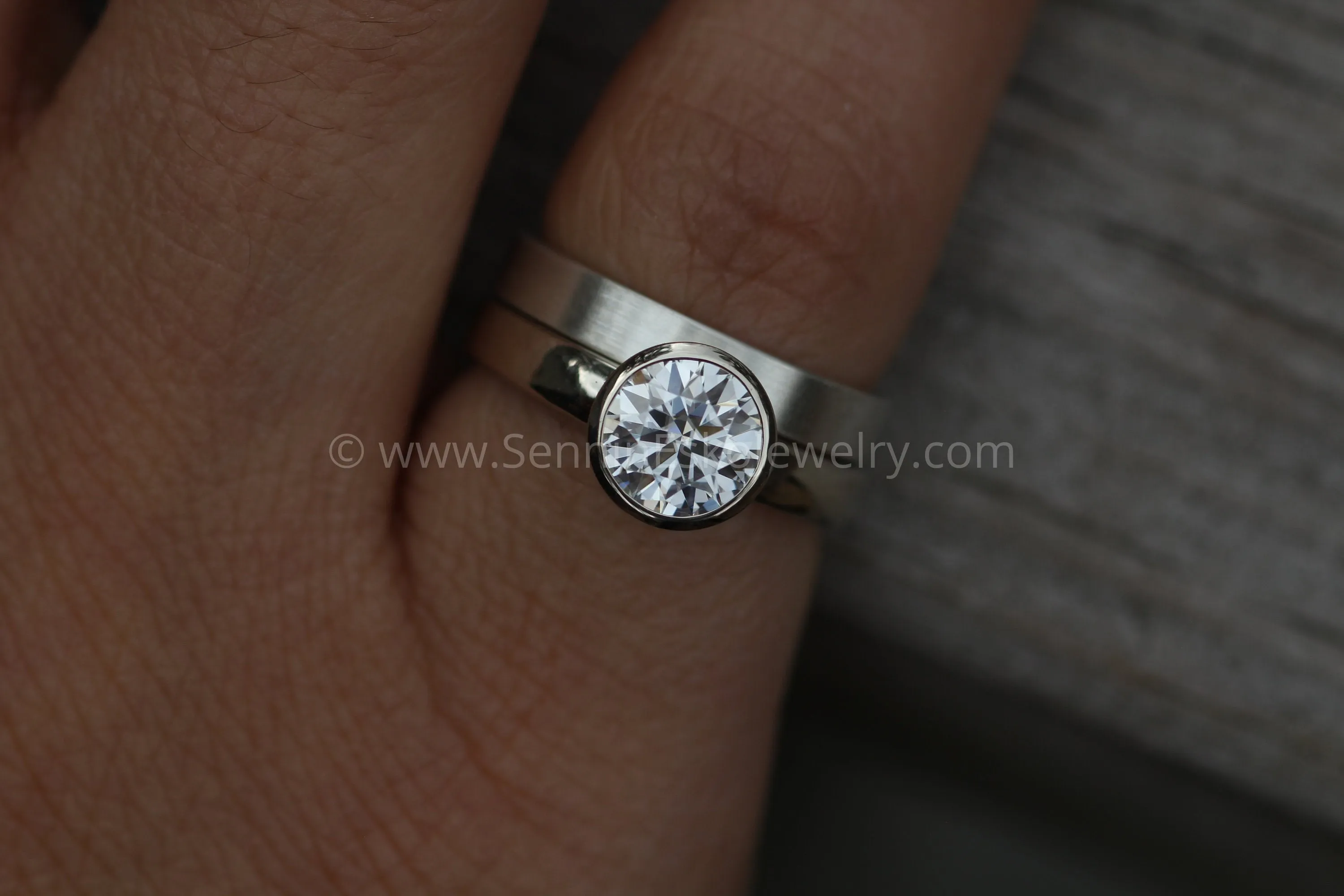 Moissanite 6.5mm Colorless Hearts & Arrows Cut Alternative Engagement Ring