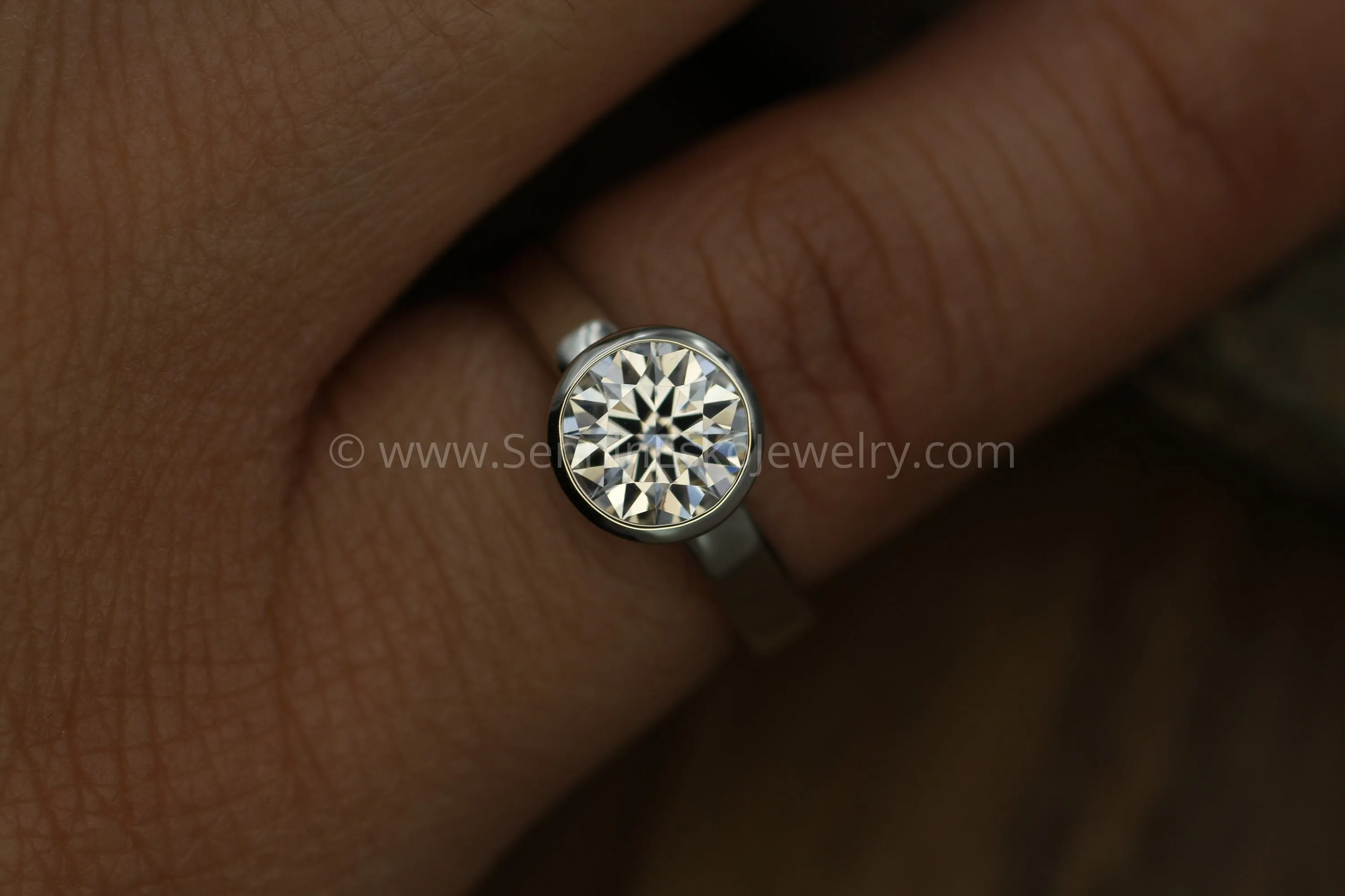 Moissanite 6.5mm Colorless Hearts & Arrows Cut Alternative Engagement Ring