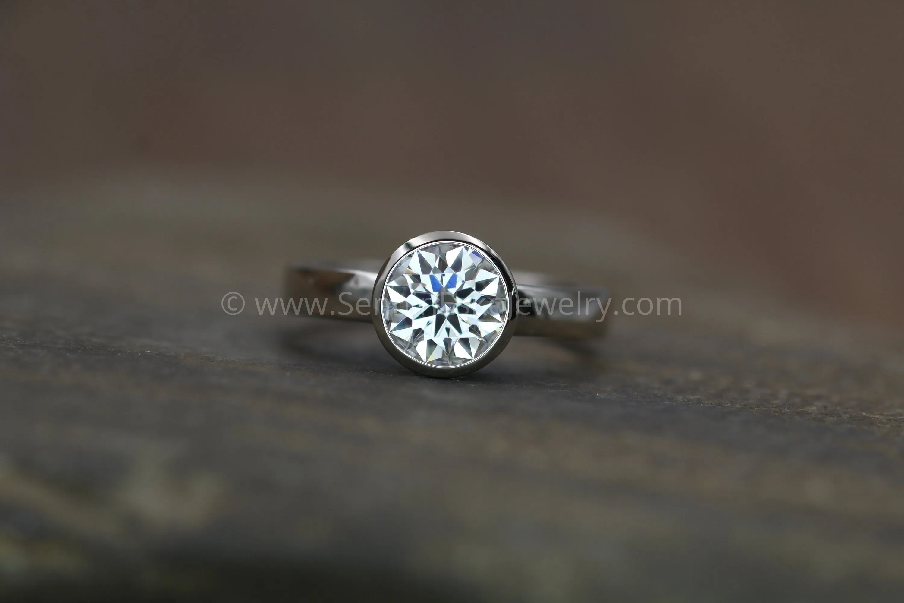 Moissanite 6.5mm Colorless Hearts & Arrows Cut Alternative Engagement Ring