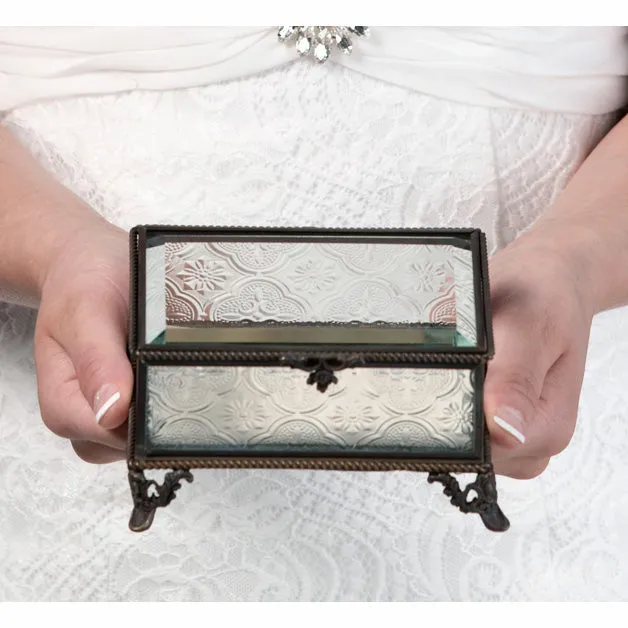 Monogrammed Rustic Rectangular Glass Wedding Ring Box