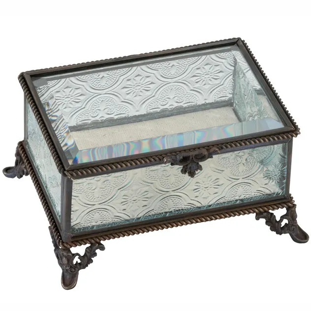 Monogrammed Rustic Rectangular Glass Wedding Ring Box