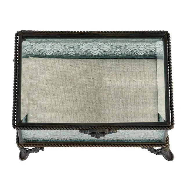 Monogrammed Rustic Rectangular Glass Wedding Ring Box