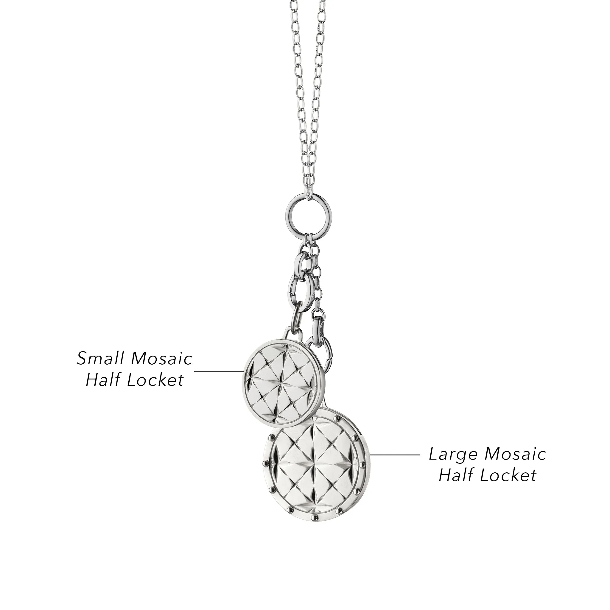 Mosaic Half Lockets Sterling Silver Charm Necklace