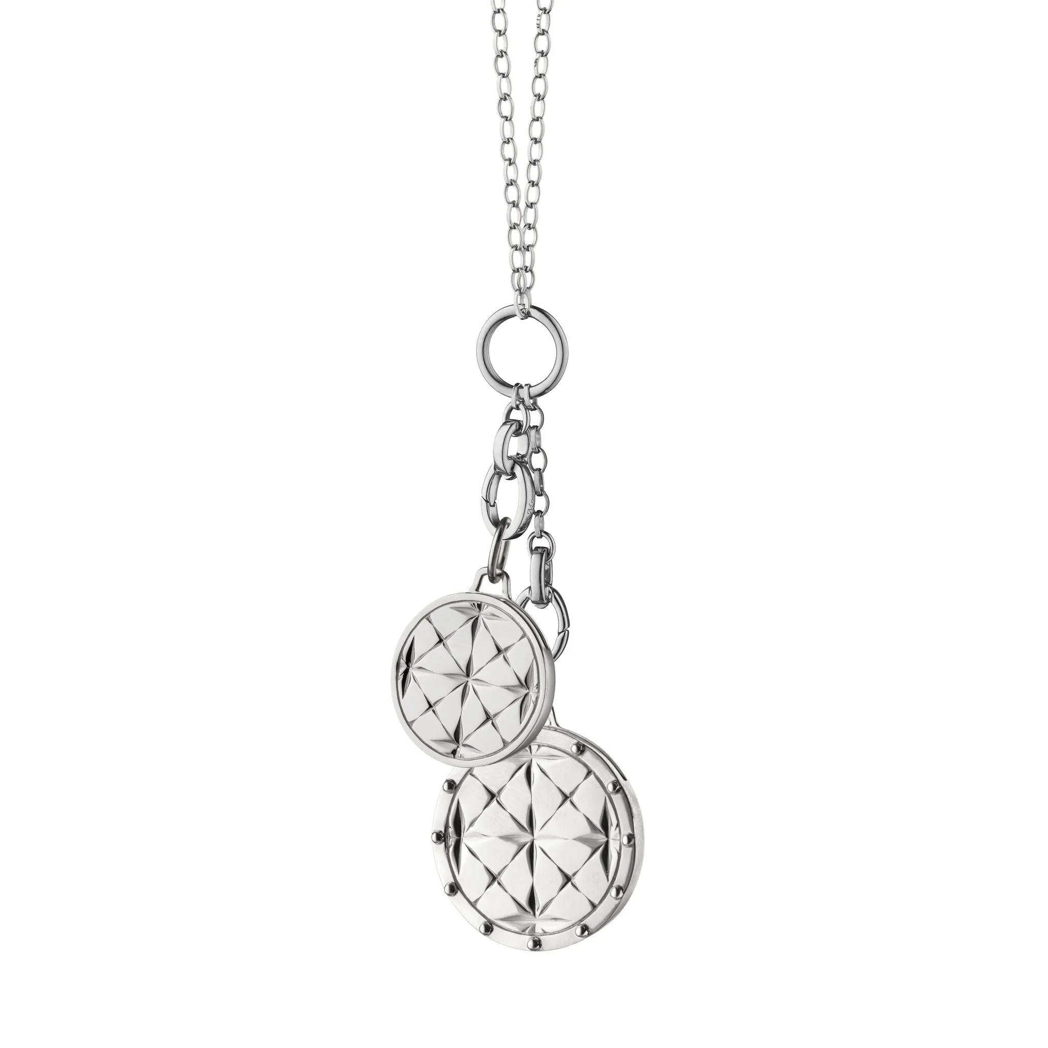 Mosaic Half Lockets Sterling Silver Charm Necklace