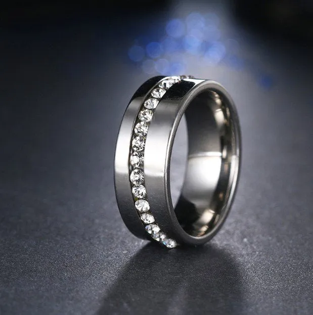 Multi-Stone Titanium Stainless Steel Ring