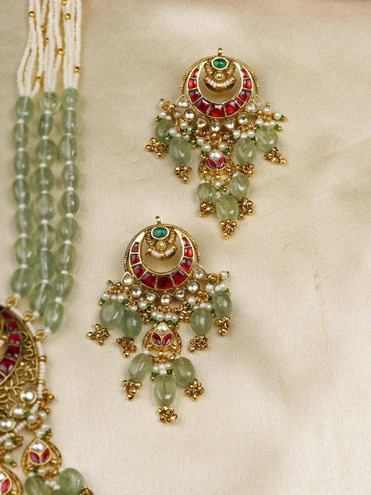 Multicolor Gold Plated Jadau Kundan Necklace Set - MS2081M