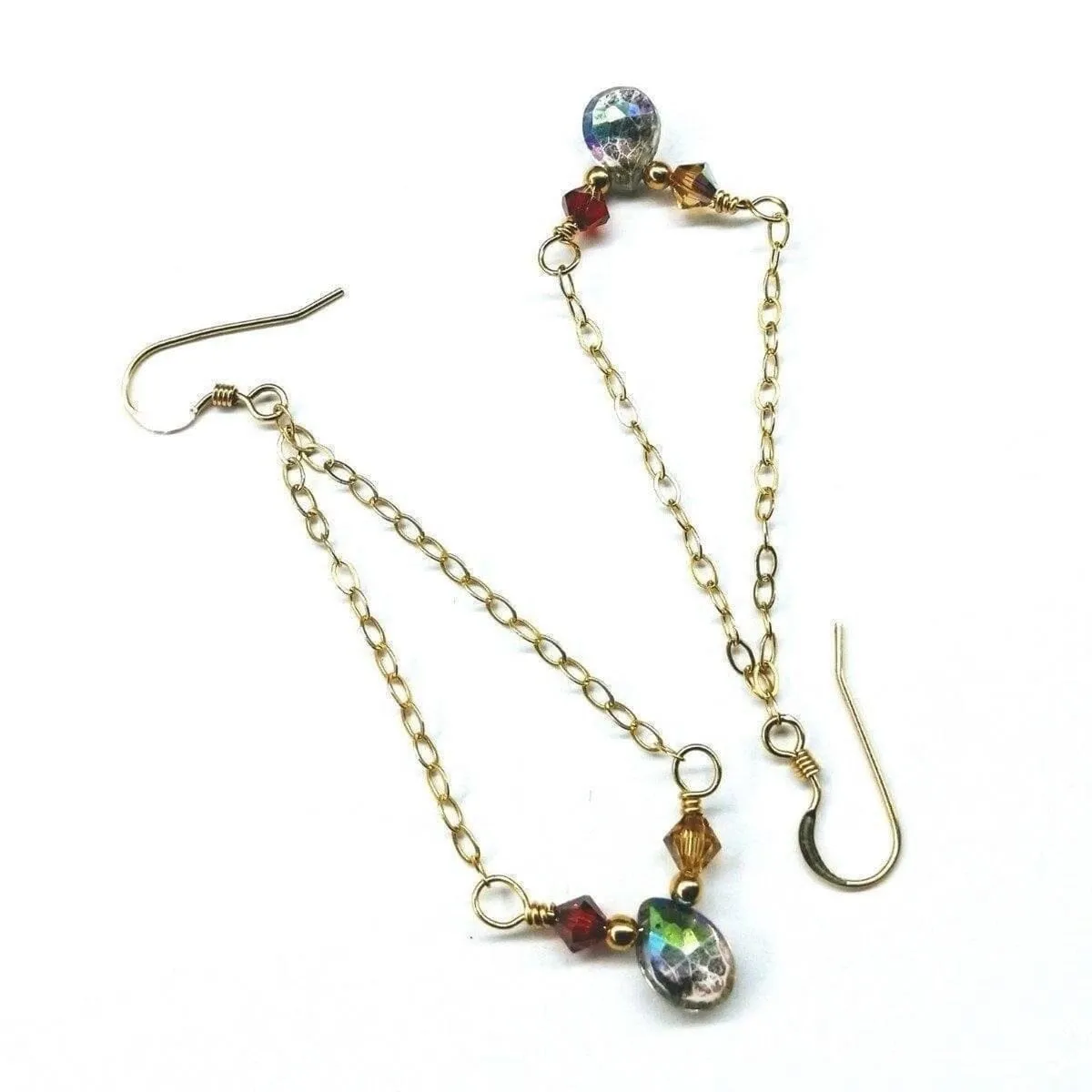 Mystic Rainbow Quartz Drop Gold Filled Earrings