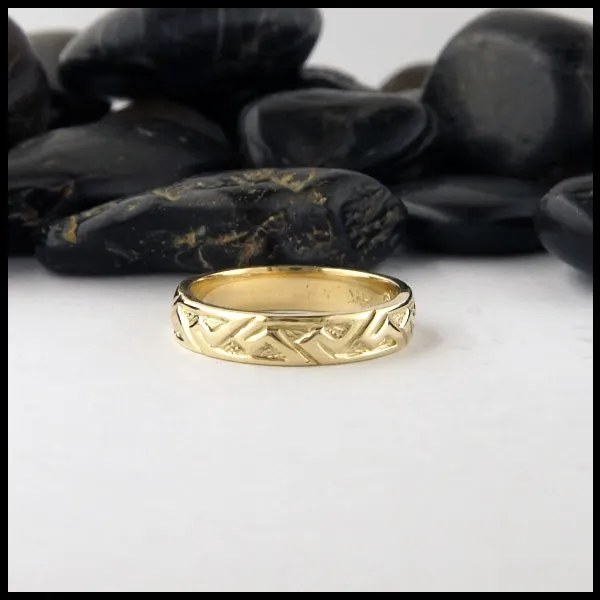 Narrow Pictish Key Pattern Ring in Gold