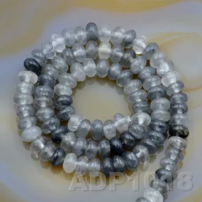 Natural Cloud Crystal Quartz Gemstone Smooth/Matte/Faceted Rondelle Loose Beads on a 15.5" Strand