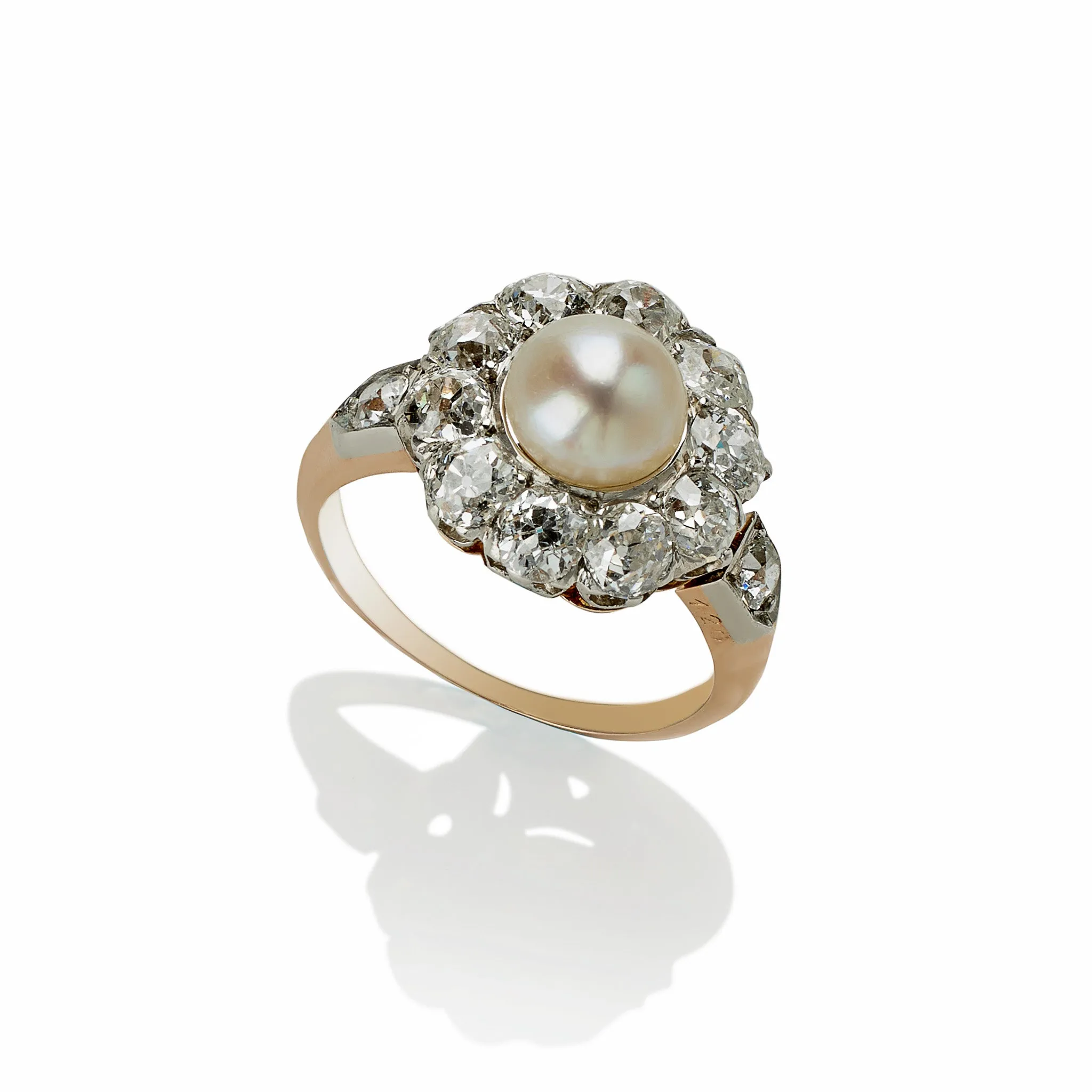 Natural Freshwater Pearl and Diamond Ring