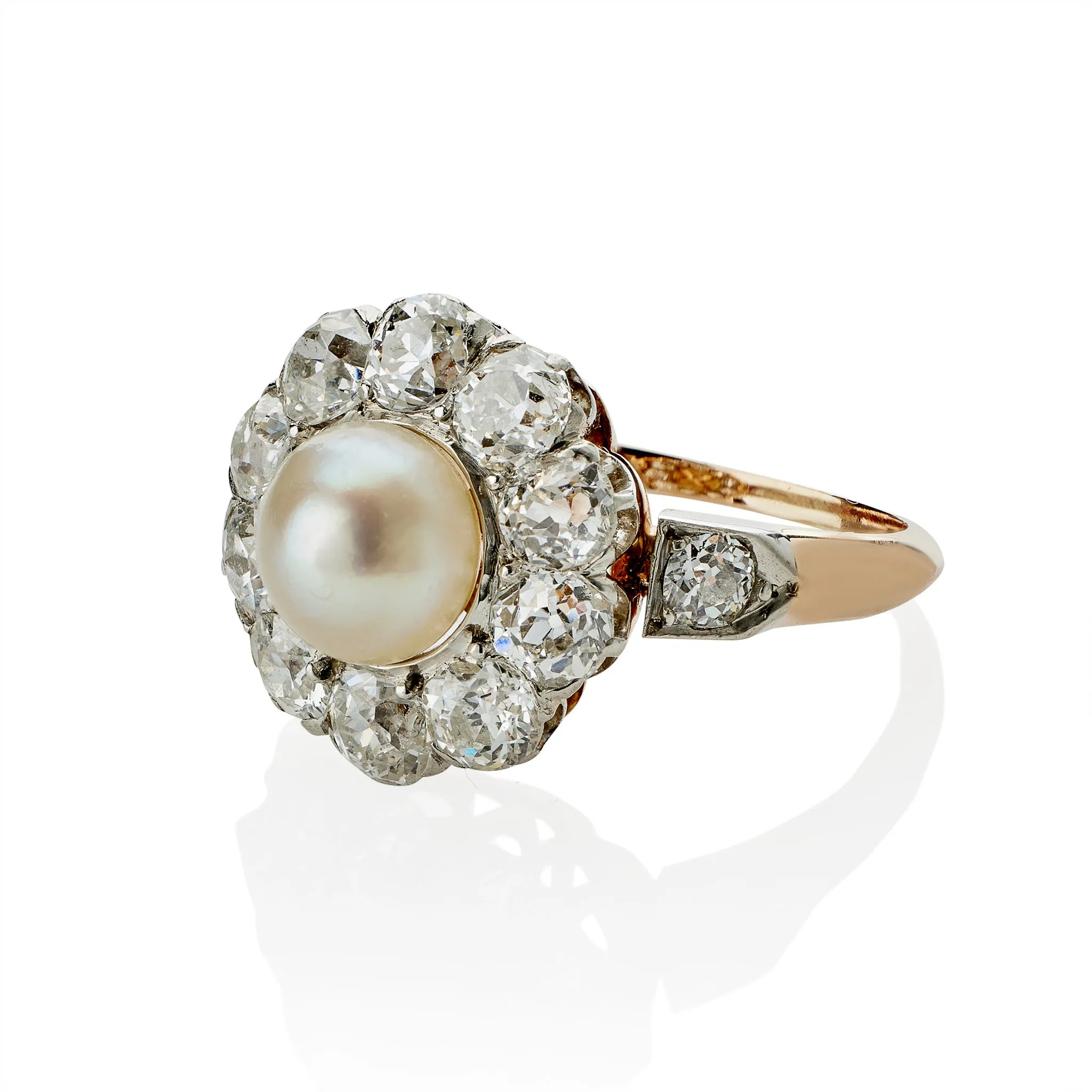 Natural Freshwater Pearl and Diamond Ring