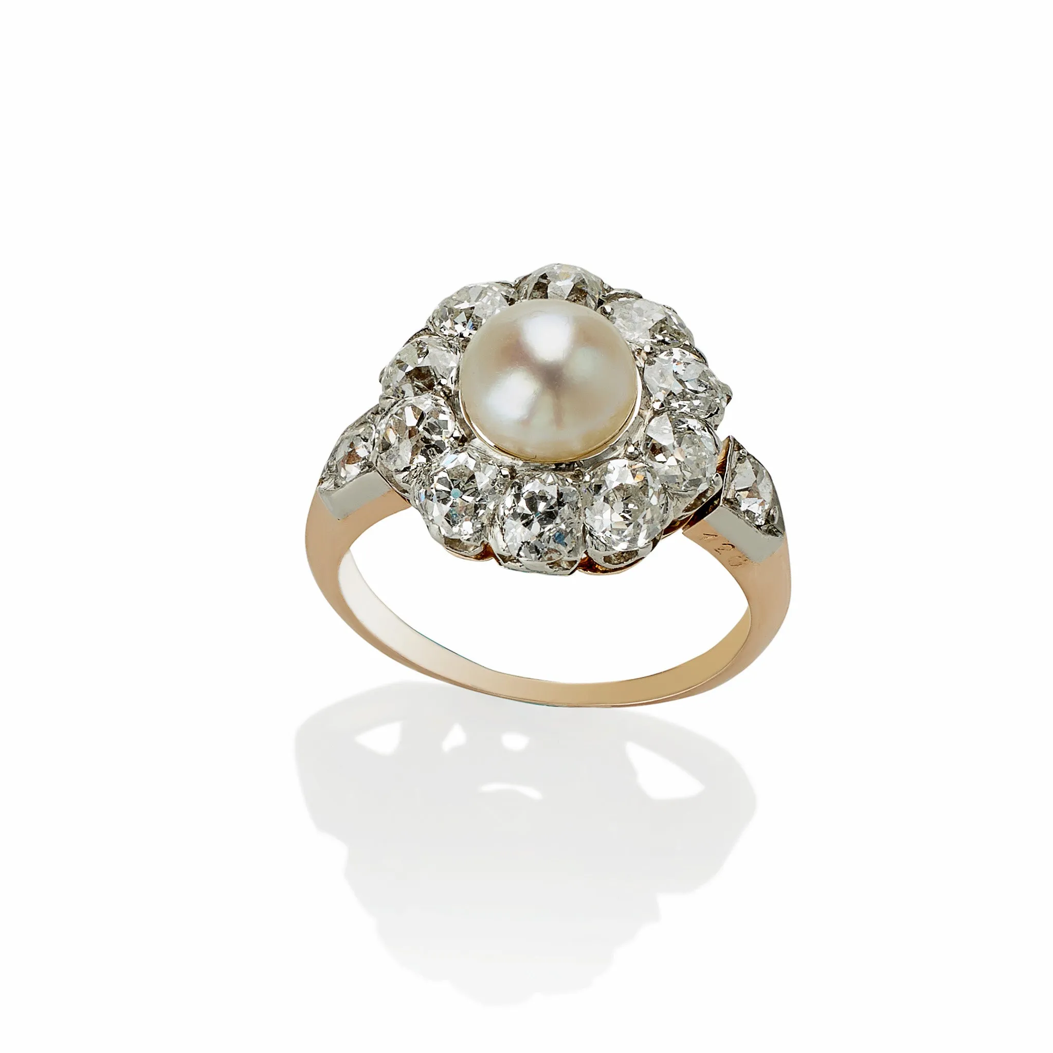 Natural Freshwater Pearl and Diamond Ring