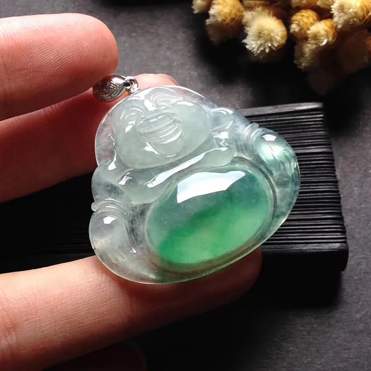 Natural Jade Pendant Jadeite Buddha Pendant PT363