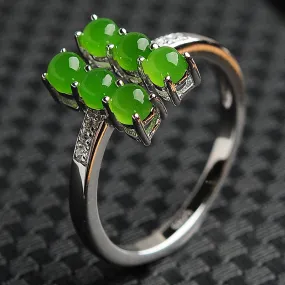 Natural Jade Ring Nephrite Silver Adjustable Ring WR23