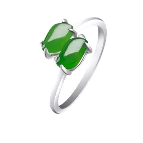 Natural Jade Ring Nephrite Silver Adjustable Ring ZNRG127